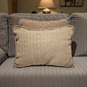 2 - Gold Textured Quilted Boudoir 16"x12" Decorative Couch Throw Pillows